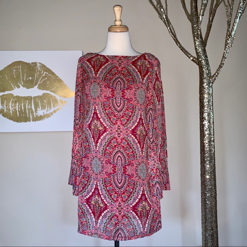 Pleated Sleeve Shift Dress, Small